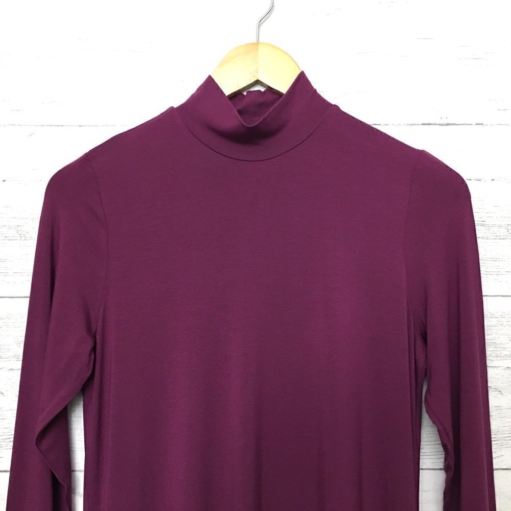 NEW Susan Graver Plum Purple Dress Cool Touch Mock Neck Swing Dress XXS - Picture 3 of 12